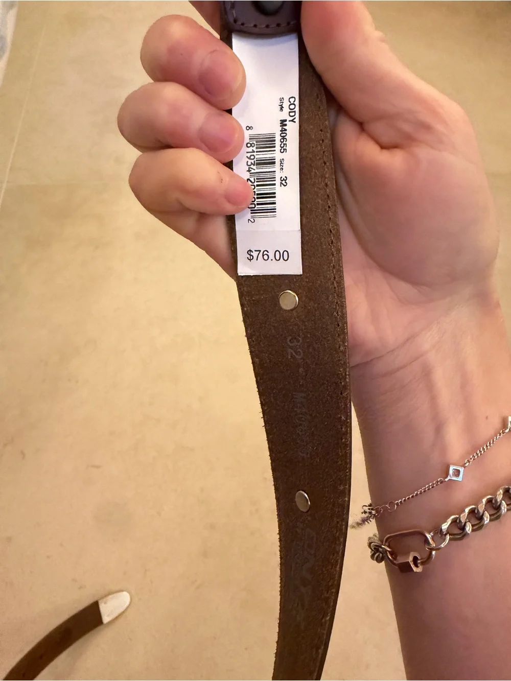 Brown Leather Belt with Silver Buckle & Turquoise Accents